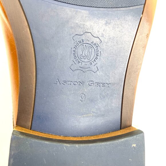 Aston Grey Collection Oxford Dress Men’s Tan/Brown Leather Shoes Size 9 - Picture 12 of 13